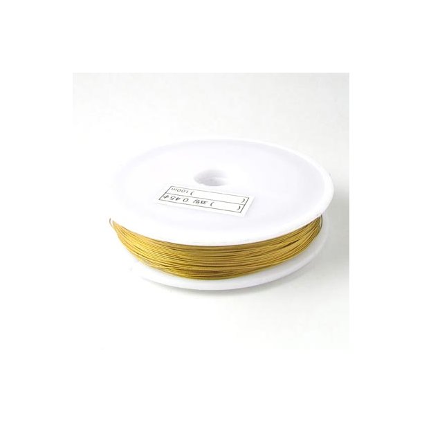 Tigertail, beading wire, antique golden, Thickness 0.38mm, 50m