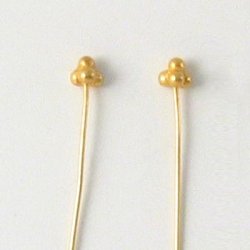 Nietstifte mit 4 Kugeln, vergoldetes Sterling, 45x0,5 mm, 4 Stk.