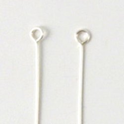 senstifte, Perlenstab mit se, GROKAUF, Sterlingsilber, 45x0,5 mm, 100 Stk.