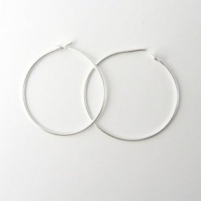 Hoop earring, silver-plated brass, 25x0.7mm, 6pcs