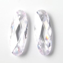 Zirkonia, oval, flach, transparent, 22x8 mm, 2 Stk.