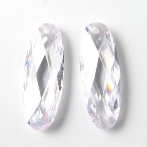 Zirkonia, oval, flach, transparent, 22x8 mm, 2 Stk.