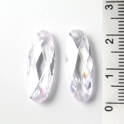 Zirkonia, oval, flach, transparent, 22x8 mm, 2 Stk.