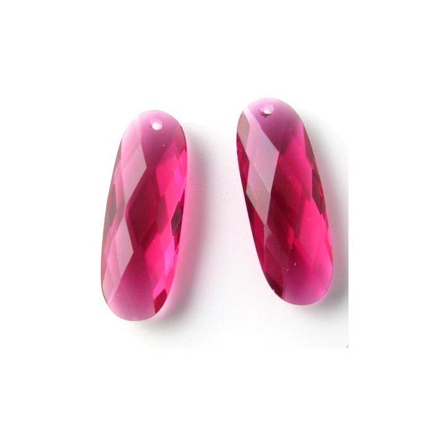 Zirkonia, oval, flach, fuchsia, 22x8 mm, 2 Stk.
