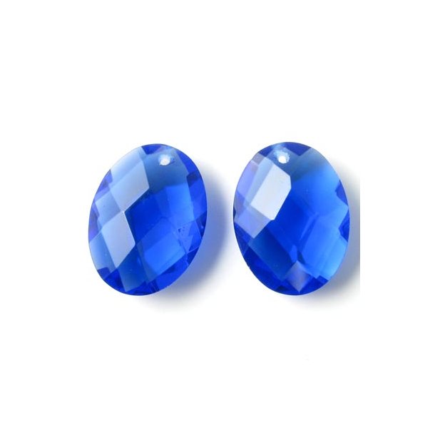 Zirkonia, oval flach, tiefblau, 16x12 mm, 2 Stk.