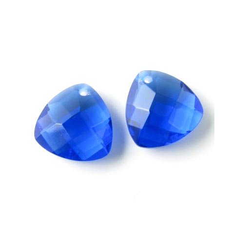 Zirkonia, tyk trekant, dyb bl&aring;, 12x12 mm, 2 stk