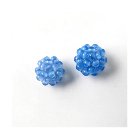 Blå Kalcedon bær, rund sammensat perle, diameter 10-12 mm. 1 stk.