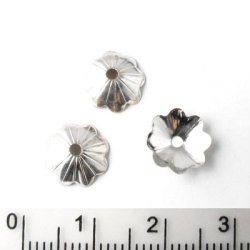 Perlenschalen, Schirmform mit rillen, platinfarbenes Messing, 10x2,5 mm, 10 Stk