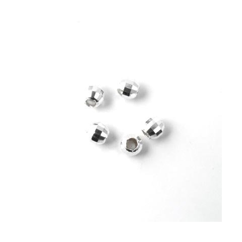 Sølv, facetkugle/disco-kugle, 4 mm, 4 stk