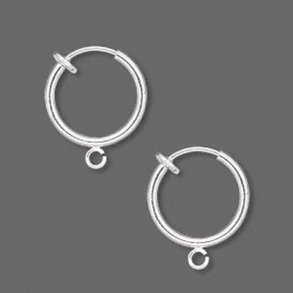 Kreolen Clips mit Öse, versilbert, 15 mm, 2 Stk.