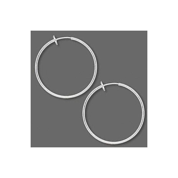 Kreoler clips, forsølvet, diameter 35 mm, 2 stk.
