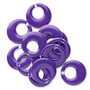 Emaille-Anhänger, dunkellila, rund, mit Loch, 17 mm, 2 Stk.