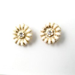 Emaillierte Margeriten, mit Kristall, gold/wei&szlig;, 10,5 mm, 2 Stk