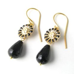 Emaillierte Margeriten, mit Kristall, gold/wei&szlig;, 10,5 mm, 2 Stk