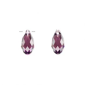 Crystal passions, amethyst, facettierte kristalltropfen, 13x6,5 mm, 2 Stk.