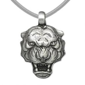 Anhänger, Tiger, Nickelfreies Zinn, 36x31 mm, 1 Stk.