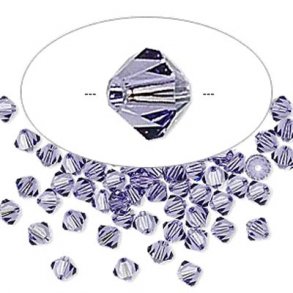 Preciosa krystal, Tanzanit, bllilla bicone, 4mm