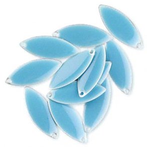 Enamel charm, light blue pointed, oval-shaped, 24x10mm, 2pcs.
