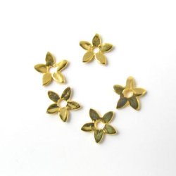 Vergoldetes Silber, 5-Blatt Blumen/Sterne, 7 mm, 2 Stk.