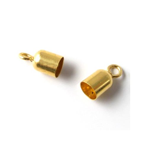 Kdeafslutning , forgyldt slv, 2 mm muffer, 2 stk