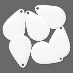 Emalje vedhng, hvid bred drbe, 20x14mm, 2 stk.