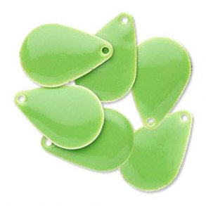 Emalje vedhng, grn drbe, 20x14mm, 2 stk.