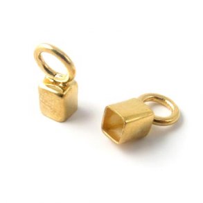 Kettenabschluss, vergoldetes Silber, viereck-Kappe, Lochmaßen 3,5x3,5mm, 1 Stk