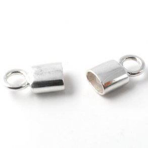 Cord end, silver, oval hole size 3.6x5.6mm 1pc.