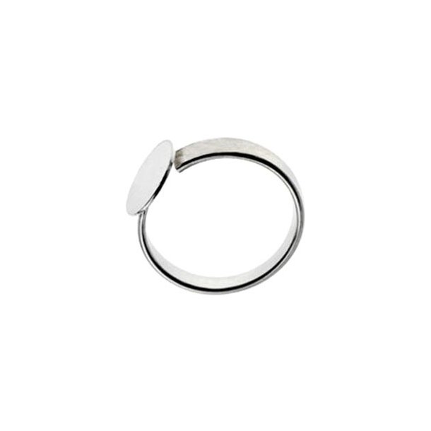 Finger ring, silver, 10mm plate. Adjustable. width 3.6mm, size 53-58, 1pc.