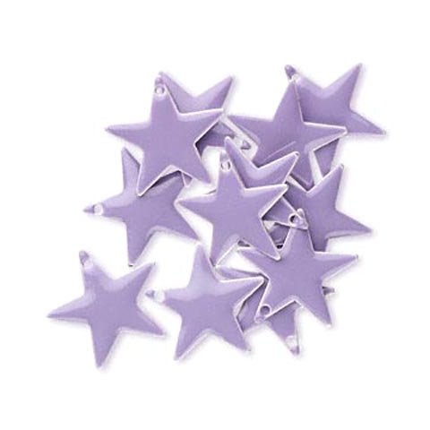 Enamel star, light purple, silver border, 17mm, 2pcs.
