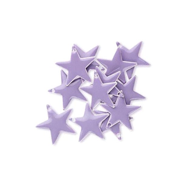 Emalje stjerne, lyslilla, s&oslash;lvkant, 17 mm, 2 stk