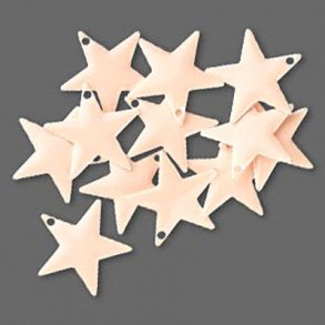 Emaille-Sterne, puderfarben, versilberter Rand, 17 mm, 2 Stk.