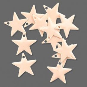 Emaille-Sterne, puderfarben, versilberter Rand, 12 mm, 4 Stk.