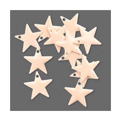 Emalje stjerne, pudderfarvet, s&oslash;lvkant, 12 mm, 4 stk