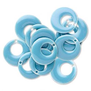 Emalje vedhng, lys-bl, rund m hul, 17 mm, 2 stk