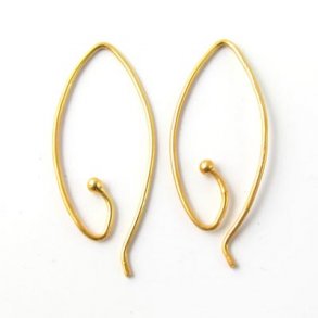 Ohrhaken, spitz, offen, oval, vergoldetes Silber, 28x14mm, 2 Stk