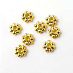 30 Stk., goldfarbene Perlen, Blume, 6 mm, 30 Stk.