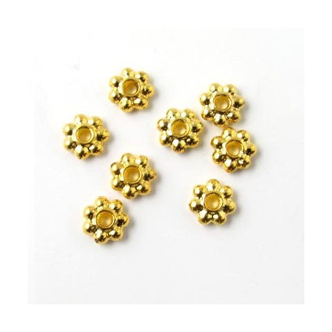 30 Stk., goldfarbene Perlen, Blume, 6 mm, 30 Stk.