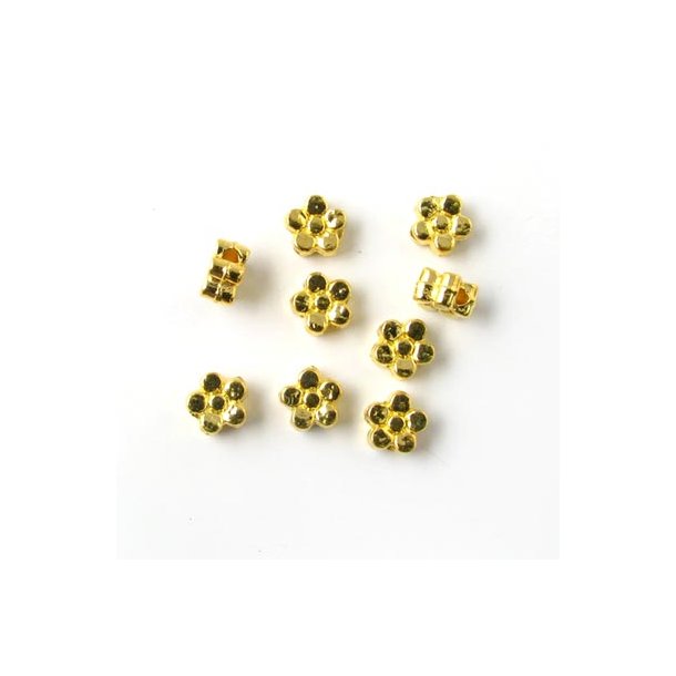 30 Stk., goldfarbene Perlen, 5-Blatt Blume, 5x3 mm, 50 Stk.