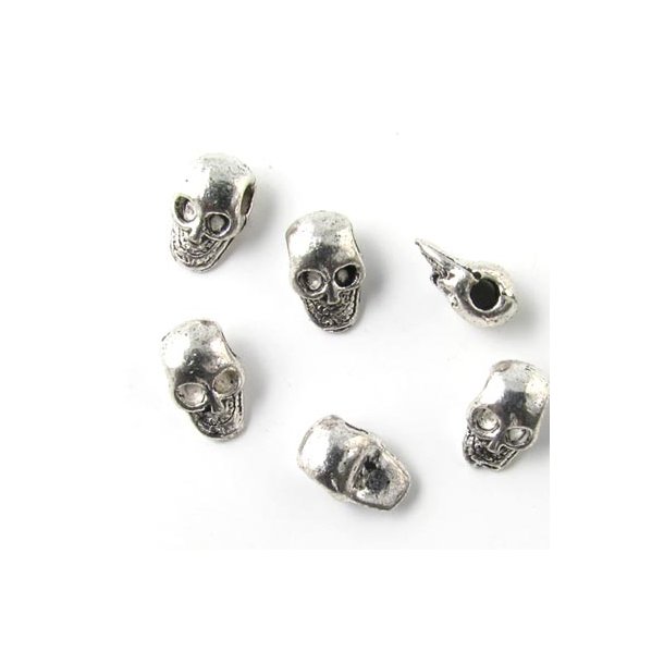 14 Stk., oxidierte Perlen, Totenk&ouml;pfe, 7x11 mm
