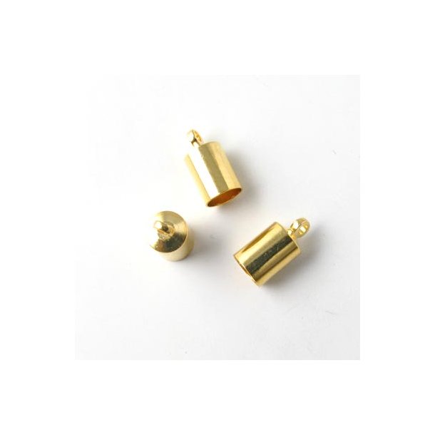 Cord end, gilded, glue-in end 8/7,5mm, 6pcs.