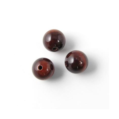 Ochsenauge, dunkelrot, schimmernd, runde Perle, 6 mm, 10 Stk.