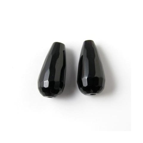 Onyx bead, facetted teardrop, 16x8mm, 2pcs.