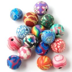Fimo beads, 8mm, mixed colours, 10pcs.