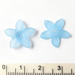 Acrylic flowers with pointed petals, turquoise, 17x3mm, 6pcs.