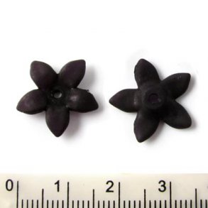 Acryl, Blumen, schwarz, 17x3 mm, 6 Stk.