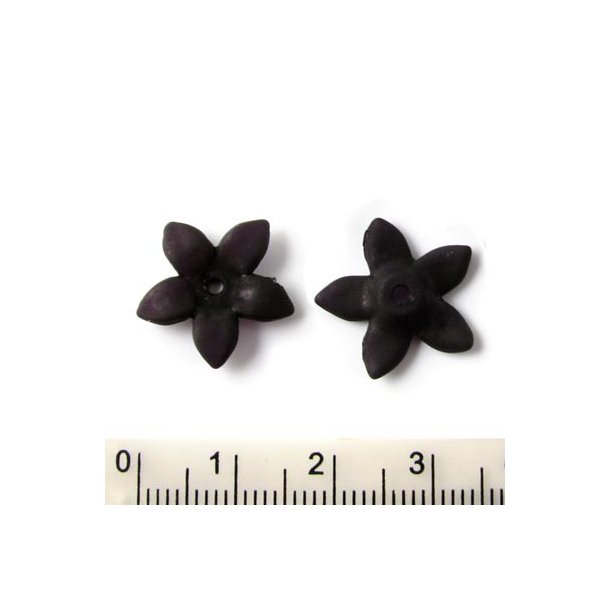 Akryl, spidsbladet blomst, sort, 17x3 mm, 6 stk.