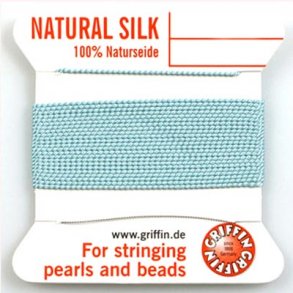 Seidenfaden, trkis-blau, fr Perlenketten, 0,6 mm