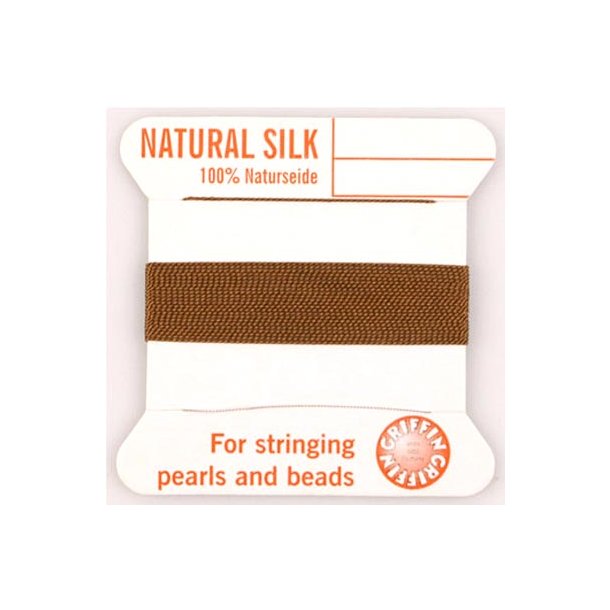 Silkesnor, brun, til perlek&aelig;der, 0,7 mm, 2 m