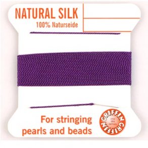 Silk beading thread, purple, for pearl necklaces, 0.45mm, 2m